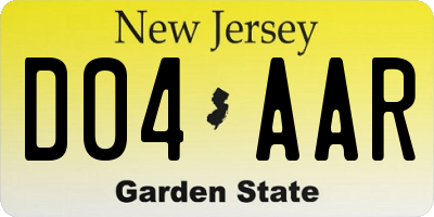 NJ license plate D04AAR