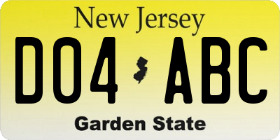 NJ license plate D04ABC