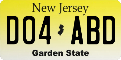 NJ license plate D04ABD