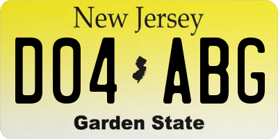 NJ license plate D04ABG