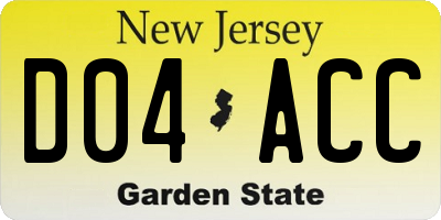 NJ license plate D04ACC