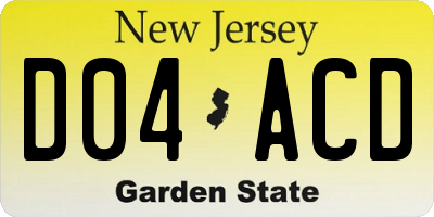 NJ license plate D04ACD