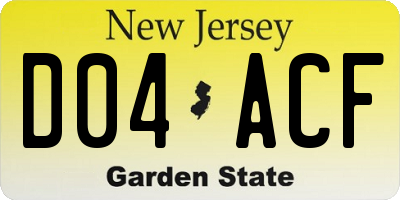 NJ license plate D04ACF