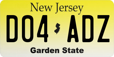 NJ license plate D04ADZ
