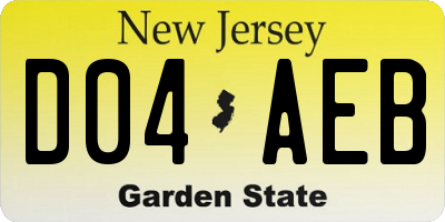 NJ license plate D04AEB