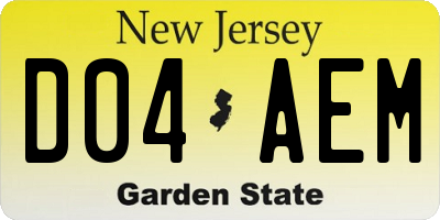 NJ license plate D04AEM