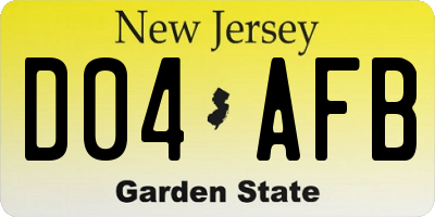 NJ license plate D04AFB