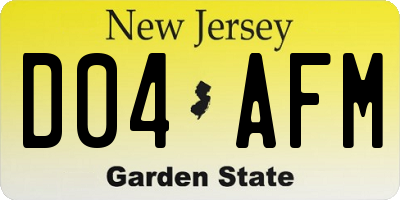 NJ license plate D04AFM