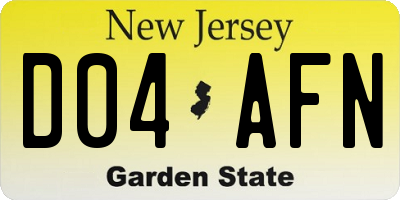 NJ license plate D04AFN