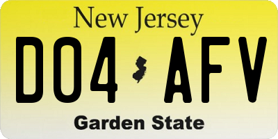 NJ license plate D04AFV