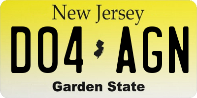 NJ license plate D04AGN