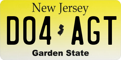 NJ license plate D04AGT
