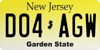 NJ license plate D04AGW