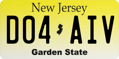NJ license plate D04AIV