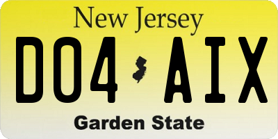 NJ license plate D04AIX