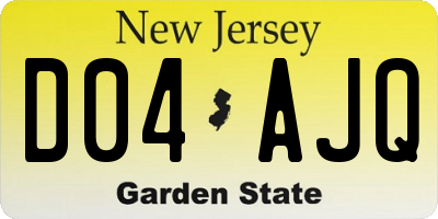 NJ license plate D04AJQ
