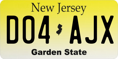 NJ license plate D04AJX