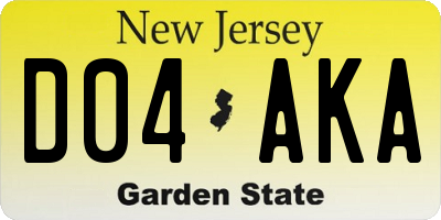 NJ license plate D04AKA