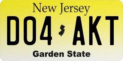 NJ license plate D04AKT