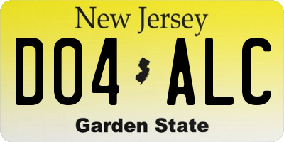 NJ license plate D04ALC