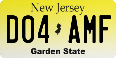 NJ license plate D04AMF