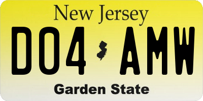 NJ license plate D04AMW