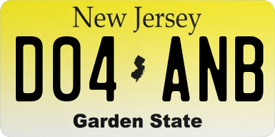 NJ license plate D04ANB