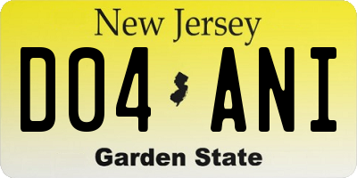 NJ license plate D04ANI