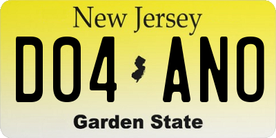 NJ license plate D04ANO