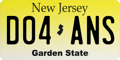 NJ license plate D04ANS