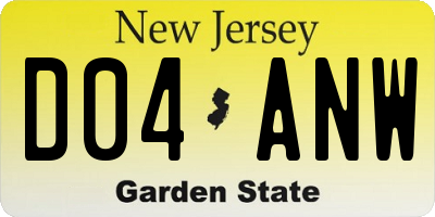 NJ license plate D04ANW