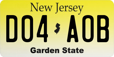 NJ license plate D04AOB
