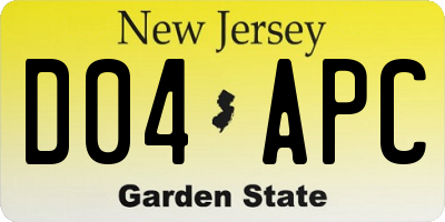 NJ license plate D04APC