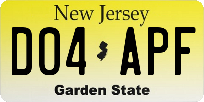 NJ license plate D04APF