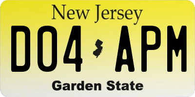 NJ license plate D04APM