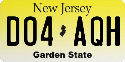 NJ license plate D04AQH