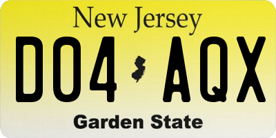 NJ license plate D04AQX