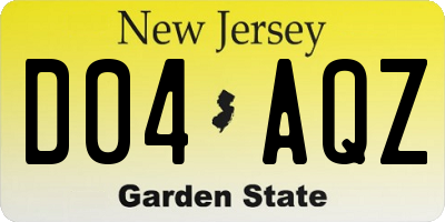 NJ license plate D04AQZ