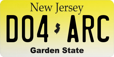 NJ license plate D04ARC