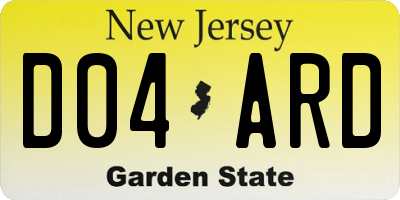 NJ license plate D04ARD