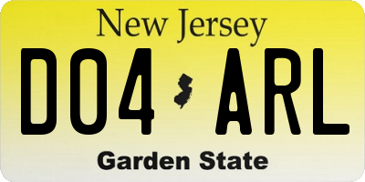 NJ license plate D04ARL