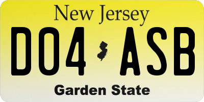 NJ license plate D04ASB