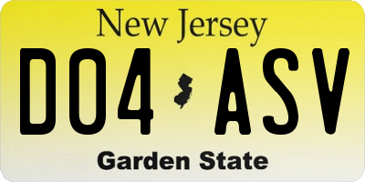NJ license plate D04ASV