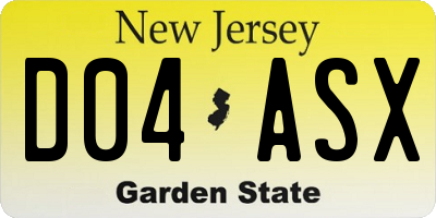 NJ license plate D04ASX