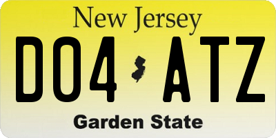 NJ license plate D04ATZ