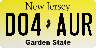 NJ license plate D04AUR