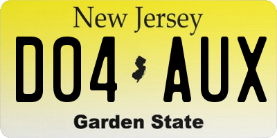 NJ license plate D04AUX