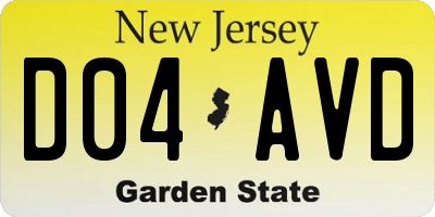 NJ license plate D04AVD