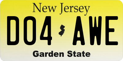 NJ license plate D04AWE