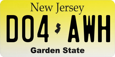 NJ license plate D04AWH